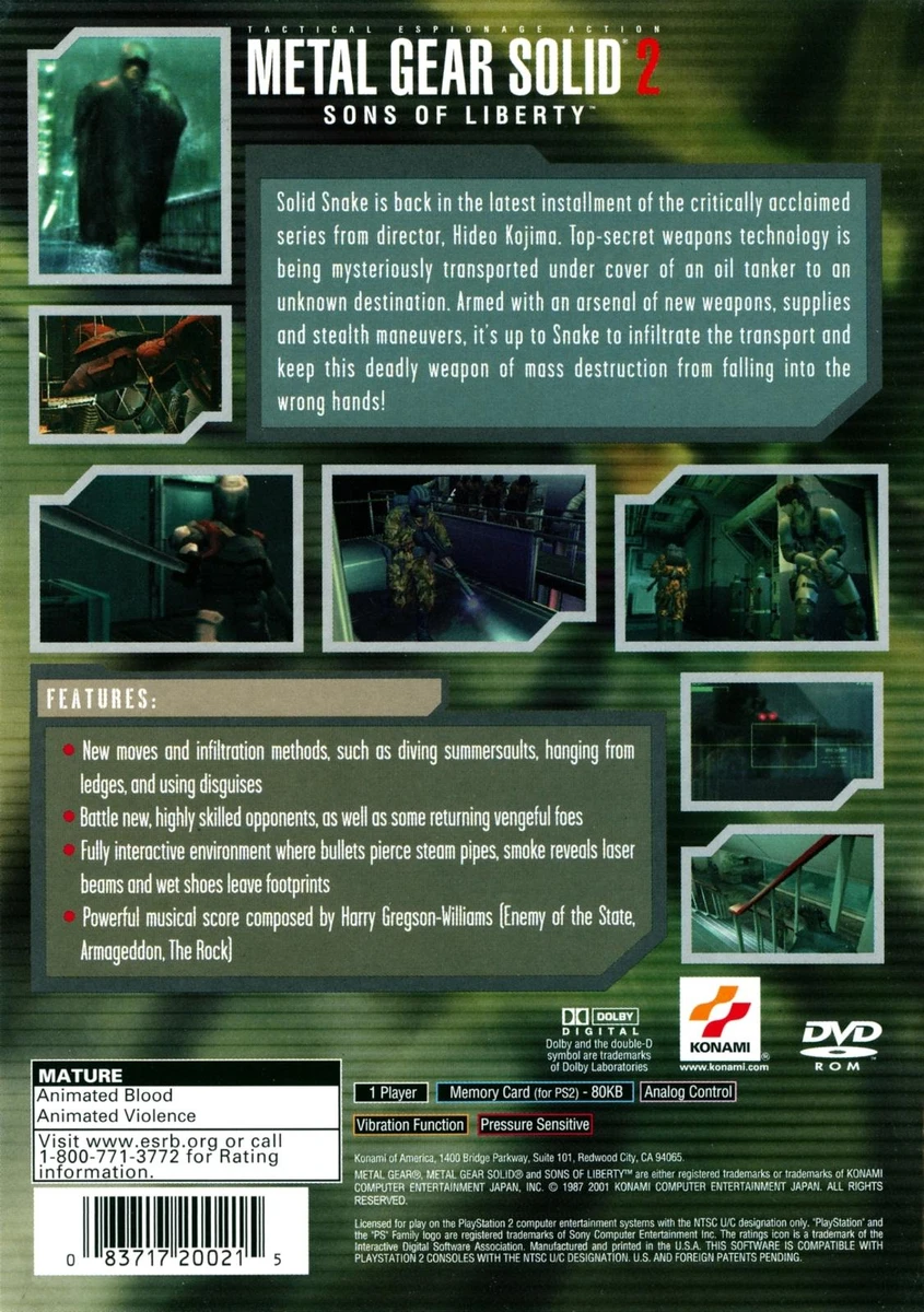 Metal Gear Solid 2 box art