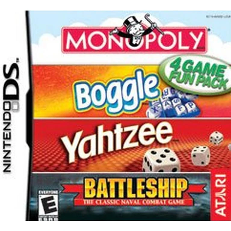 Monopoly / Boggle / Yahtzee / Battleship box art