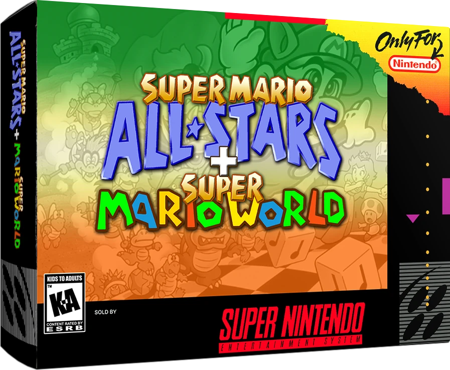 Super Mario All-stars and Super Mario World box art