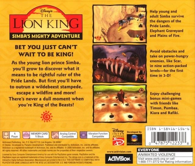 The Lion King Simbas Mighty Adventure box art